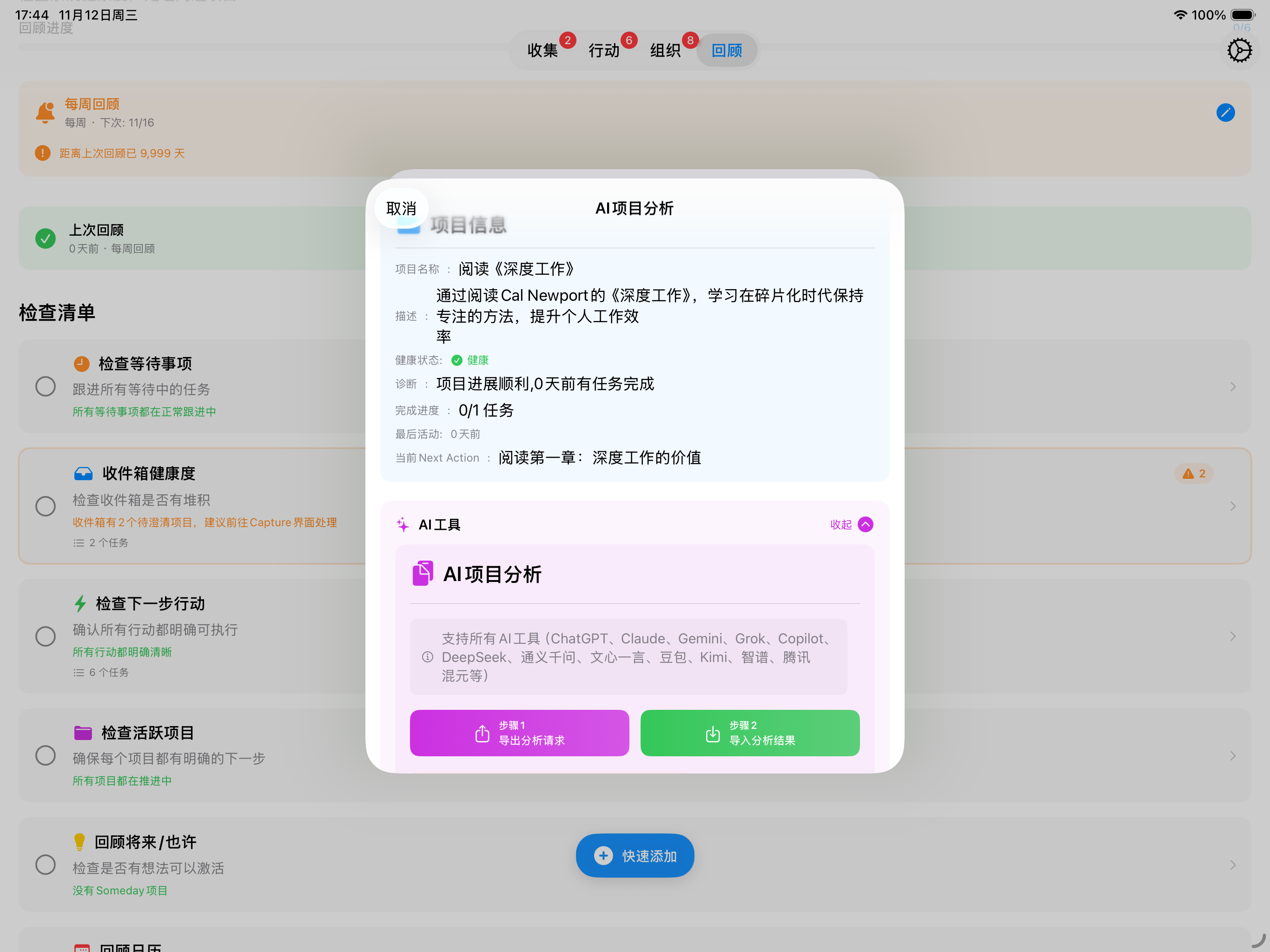 iPad启动AI项目分析
